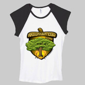Mountain Oaks School - Bella Women's Baby Rib Contrast Cap-Sleeve Raglan T-Shirt